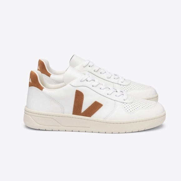 Veja V-10 Leather White Camel Sneakers 7 - Picture 3 of 14